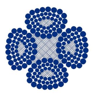 Cable de alambre de acero en forma de abanico de cuatro hilos 4V×48S-5FC
